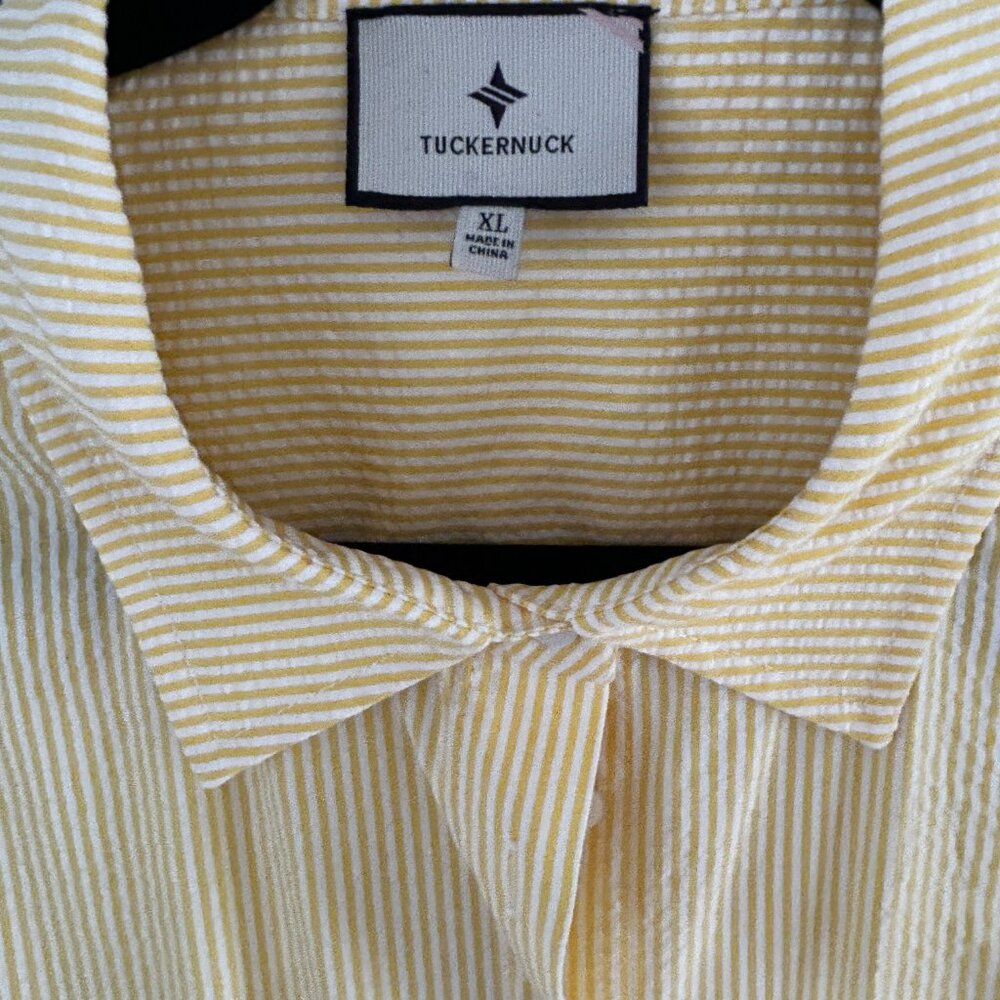 Tuckernuck Lemon Seersucker Stripe Nadine Button Down - Yellow Stripe / XL